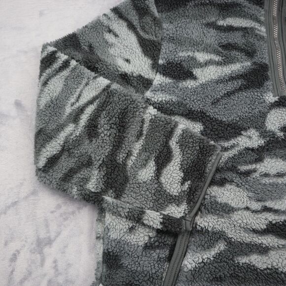 Cozy SHERPA Sweater Womens 2XL Gray Mock Neck Zip Fleece Camouflage Pocket - Picture 11 of 16